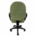 thumbnail image 3 of Geometric Office Chair Slipcover, Abstract Crisscrossing Wavy Linked Lines Circles Round Pixel Art, Protective Stretch Decorative Fabric Cover, Standard Size, Fern Green Reseda, by Ambesonne, 3 of 5