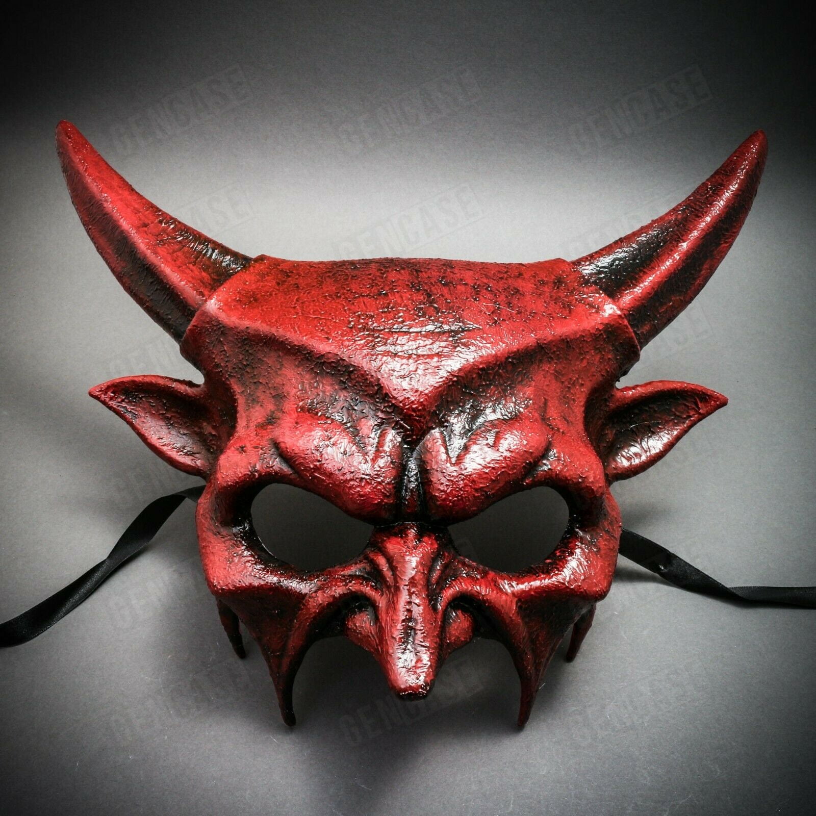 Red Devil Satan Mask Horns & Hood Halloween Adult Fancy Dress Costume V36 680 