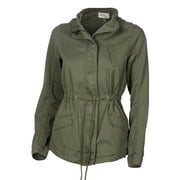 Women's Premium Vintage Wash Green Lightweight Military Fashion Twill Hoodie Jacket