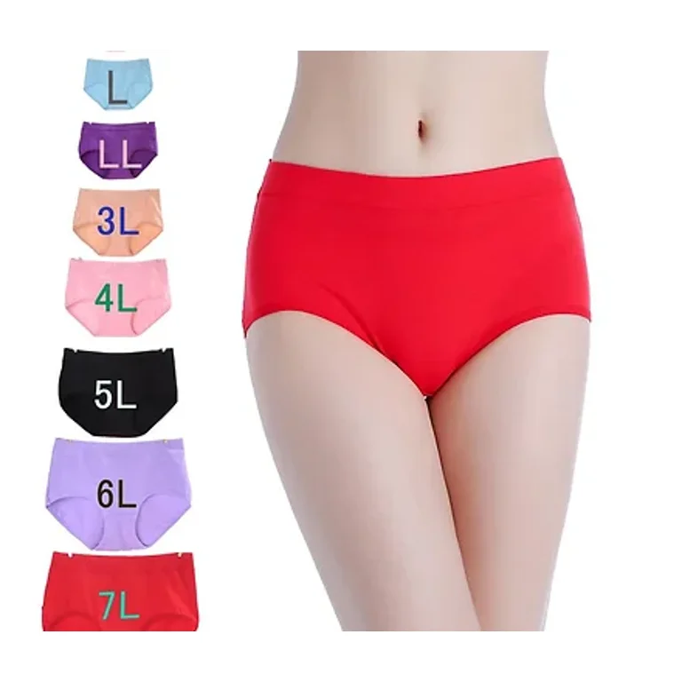 3 Pack, 7XL Big Size Comfortable Pure Cotton Mid-Waisted Solid Women's  Panties - Walmart Brand Briefs