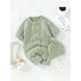 thumbnail image 6 of Bagilaanoe Newborn Baby Girl Boys Knit Jumpsuit Button Long Sleeve Bodysuit + Hat 3M 6M 12M 18M 24M Infant Fall Winter One Piece Romper, 6 of 9