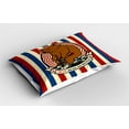 thumbnail image 2 of Ambesonne Bear Pillow Sham 2 Pack, Circus Mascot on Bicycle, 36"x20", Ruby Blue Brown, 2 of 3