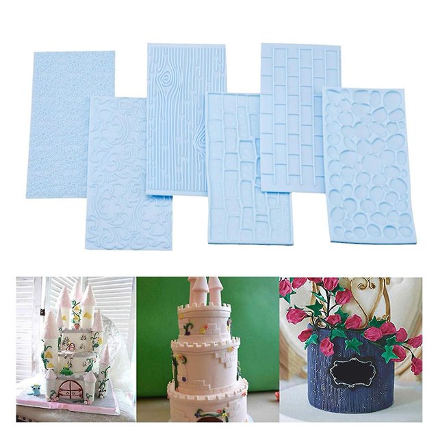 Molde decorativo para Fondant, 2 uds., ampliamente utilizado, plástico, piedra portátil, flor, árbol, corteza, borde de pastel, molde para el hogar