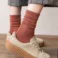 thumbnail image 3 of 1 par de calcetines de mujer de tubo medio sin olor, retro, color sólido, alta elasticidad, antideslizantes, transpirables, suaves, absorbentes del sudor, antiencogimiento, calcetines deportivos de, 3 of 8