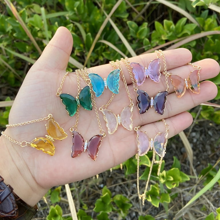 glass butterfly necklace