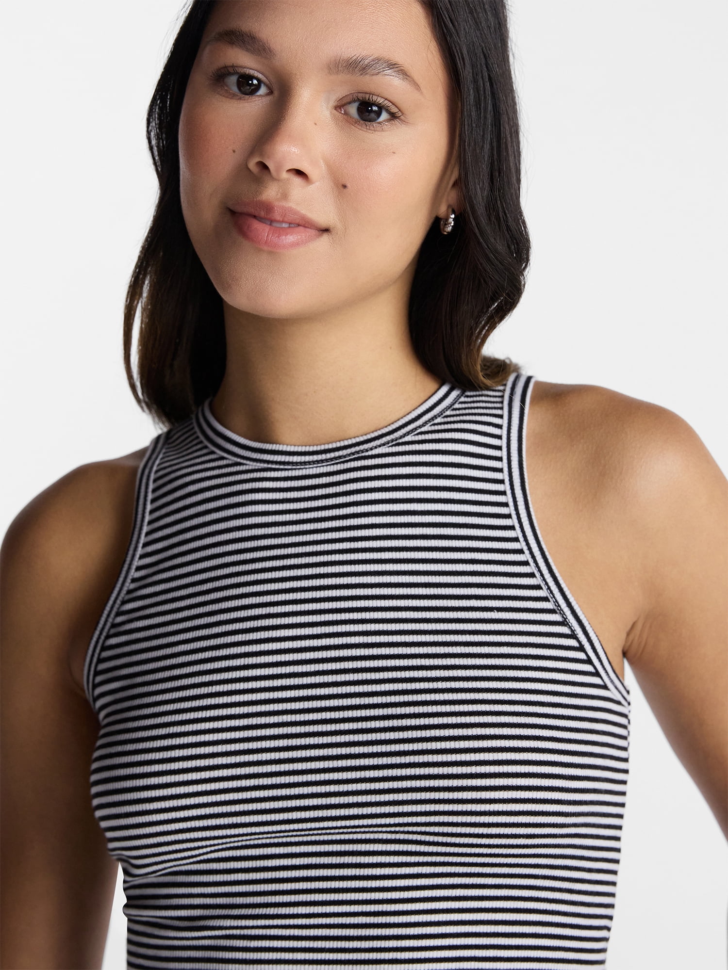 No Boundaries Ribbed High Neck Tank Top, Women's XXS-XXL