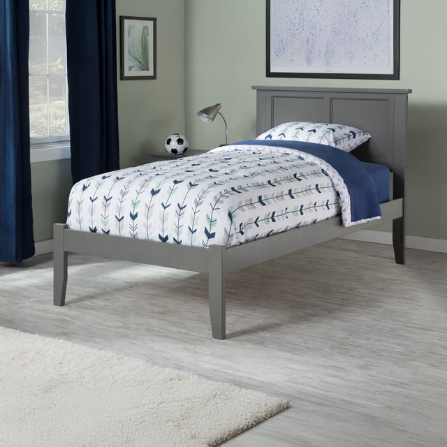 Lit Plateforme Simple en Bois Massif Madison Gris