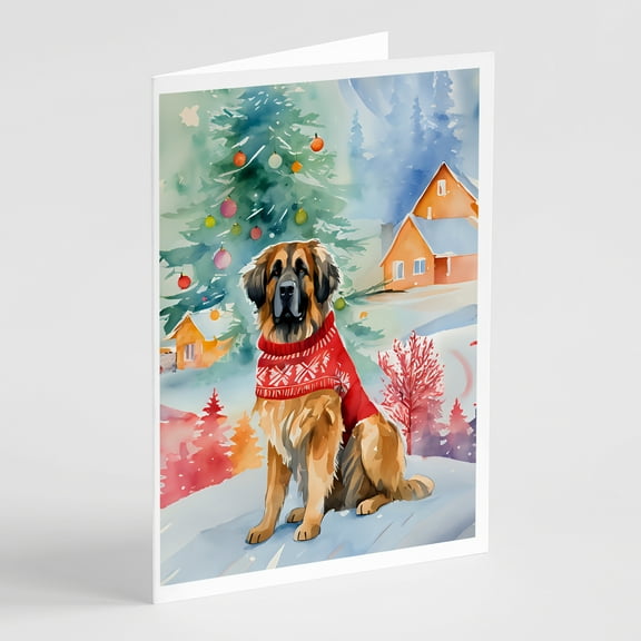 Leonberger Christmas Greeting Cards Pack of 8 7 in x 5 in