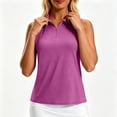 thumbnail image 3 of TGSLY Women's Collared Racerback Tank Tops Lightweigh Thin Casual Sleeveless Vest with Half Zipper Quick Dry Solid Color Athletic Golf Shirts XXL, 3 of 10