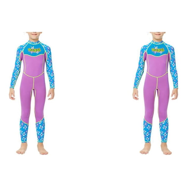 Traje de buceo Toystoory de neopreno para niñas Mangas largas y pantalones anti-quemaduras de sol Púrpura M
