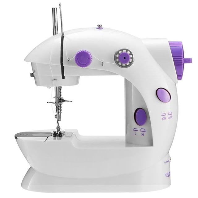 Fresh Fab Finds FFF-US-GPCT1884 Electric Sewing Machine Portable 2 Speed Overlock Foot with Foot Pedal LED Light, White