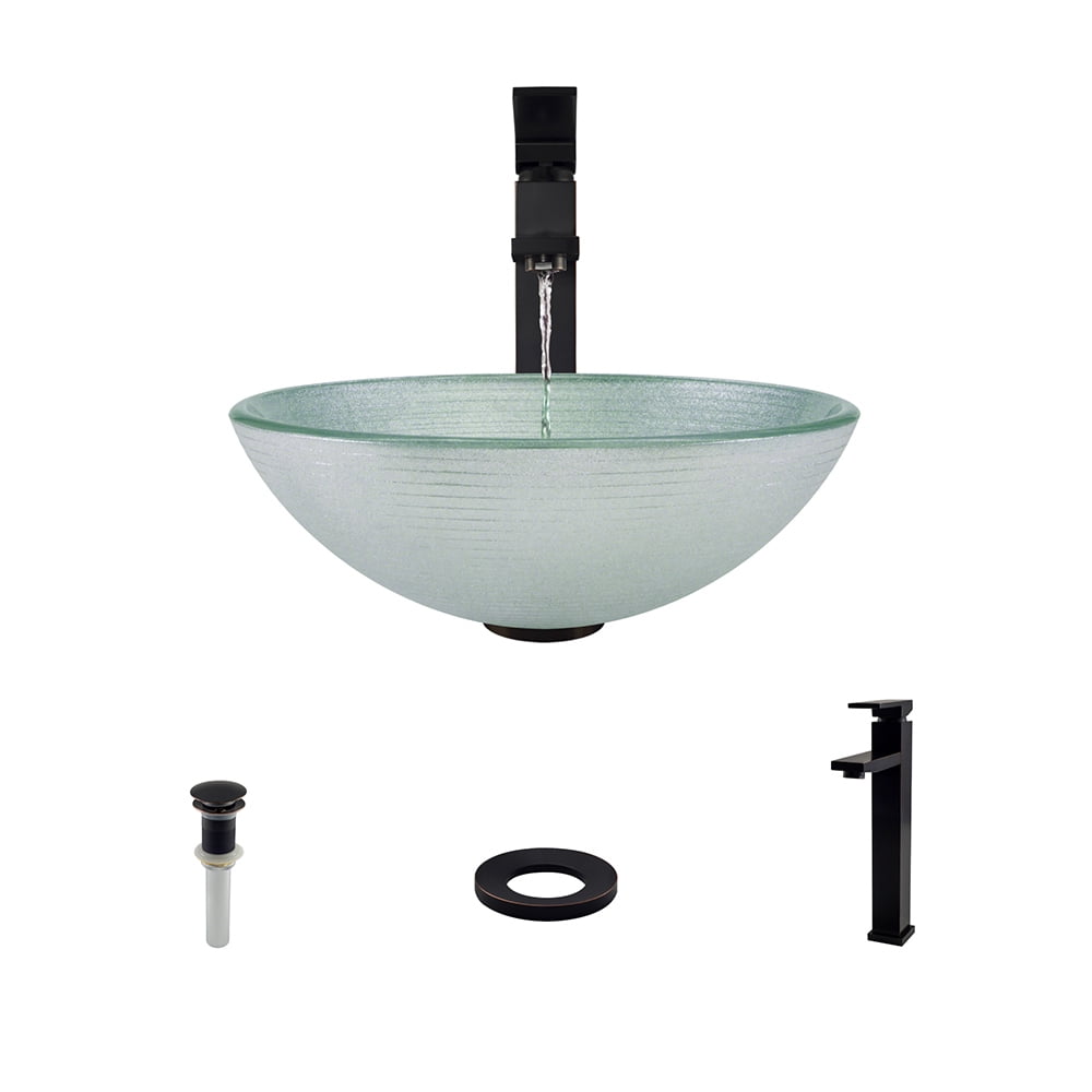 MR Direct 636 Single Bowl Vessel Bathroom Sink with an 721 faucet, pop