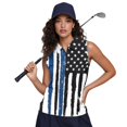 thumbnail image 6 of HUIACONG Distressed American Flag Quick Dry Women Golf Sleeveless Half Zip Top, Anti Fade Moisture Wicking Golf Athletic Shirt Half Zip Collar Golf Shirts, 6 of 7