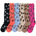 thumbnail image 2 of ToBeInStyle Women's Pack of 6 Soft & Cozy Fuzzy Fleece Plush Knee High Socks - Leopard Print - One Size, 2 of 7