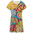 thumbnail image 3 of Candy Pattern Rainbow Lollipop Short Sleeve Dress Women Summer Evening Dresses Ladies Sundress, 3 of 7