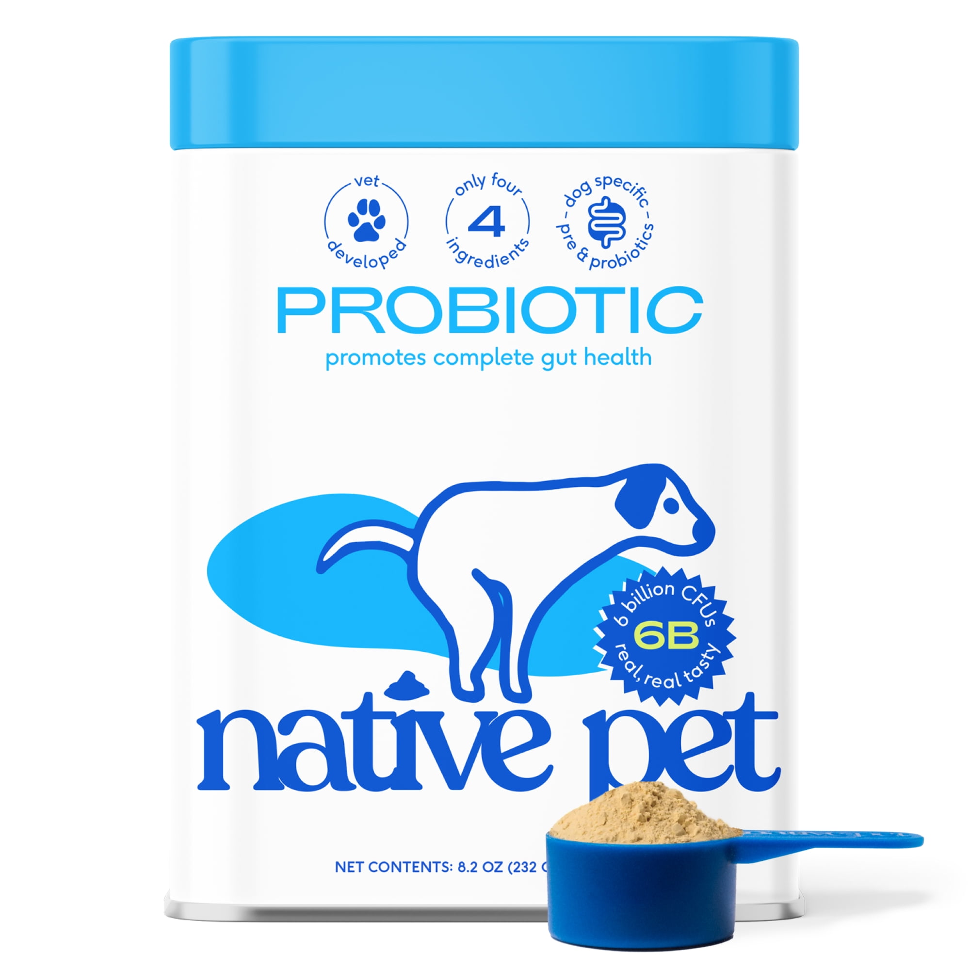 Native Pet Probiotic for Dogs, Gut Health + Prebiotic Fiber & Bone Broth, 8.2 oz