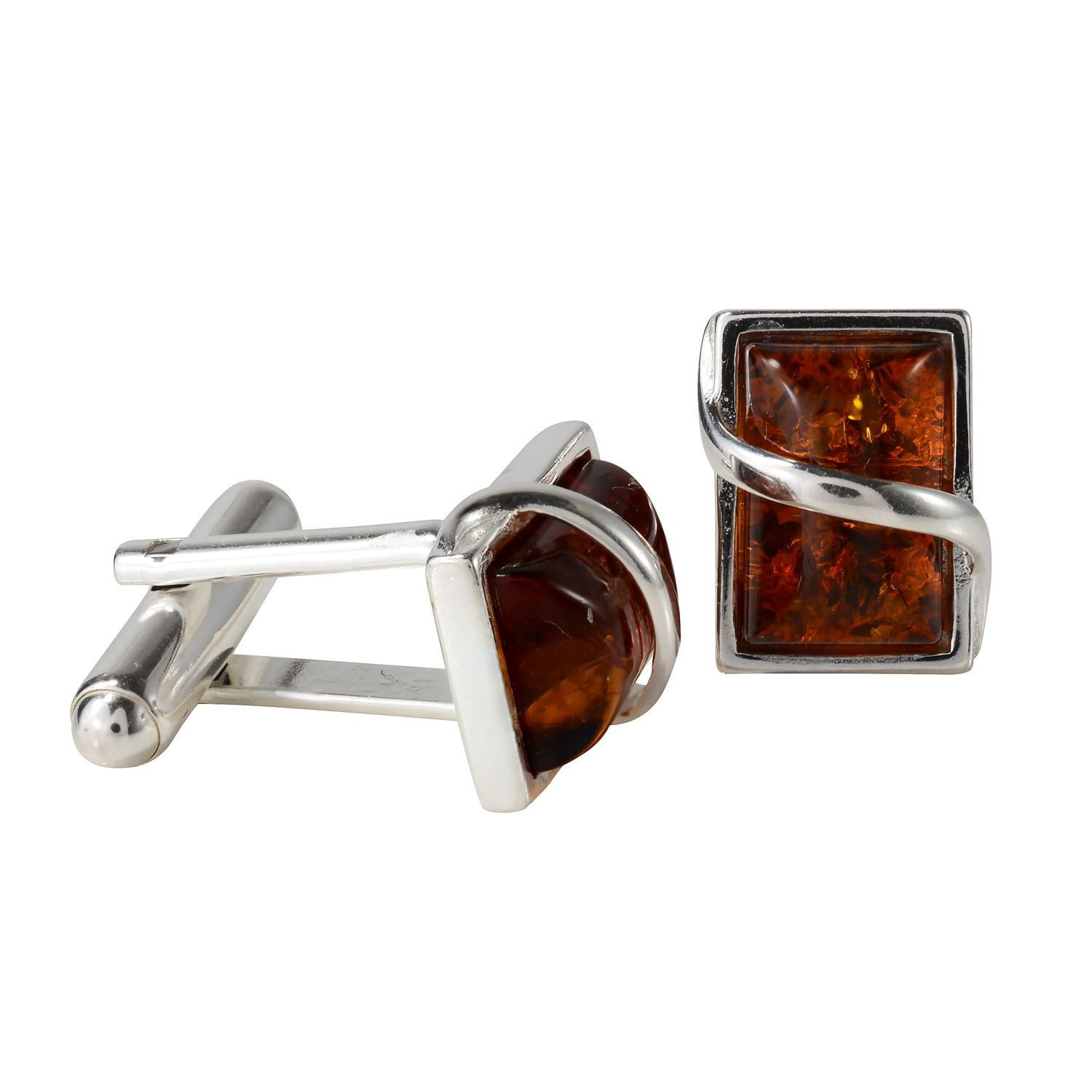 Anchor Cufflinks with Baltic Amber and Sterling Silver