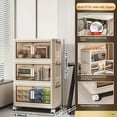 thumbnail image 2 of 19.69" Side Wide Folding Storage Cabinet ,3 Tiers,19.69"×11.81"×31.1",Collapsible Storage Bins with Magnetic Door, Plastic Storage Cabinet with Wheels, Closet organizers and Storage Containers, 2 of 10