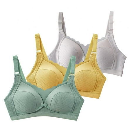 

3 Pack Women Feeding Maternity Nursing Bra Ruffle Trim Mothers Underwear Cotton Wire Free Front Buttons Breastfeeding Bra