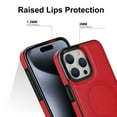 thumbnail image 5 of Designed for iPhone 12 / 12 Pro Case Strong Magsafe, Vintage PU Leather Soft Snap-on Back Cover Slim Protective Shockproof Wireless Charging Phone Case Cover for iPhone 12 / 12 Pro, Red, 5 of 7