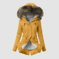 thumbnail image 2 of Aayomet Winter Coats For Women Plus Size Women's Fall Coats Jacket Warm Slim Long Overcoat Outwear Hooded Woolen Coat Double Sided Lightweight Jackets,Yellow 3XL, 2 of 5