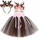 thumbnail image 2 of Disfraz de ciervo para niñas, vestido de Navidad, disfraz de astas, flores, reno, alce, tutú, vestido de fiesta de Halloween para niños pequeños, 2 of 5