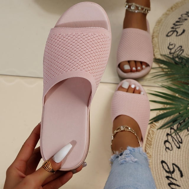 Nuevos zapatos de mujer, zapatillas de suela gruesa ligeras de poliuretano suave con parte superior tejida con mosca informal para mujer Wmkox8yii ytu2291