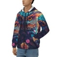 thumbnail image 3 of Uemuo Colorful Feather Owl for Men's Fashion Full-zip Hoodies & Sweatshirts with Kangaroo Pocket, Zip-up Hooded Sweatshirt, Moisture Wicking & Breathable-XX-Large, 3 of 5