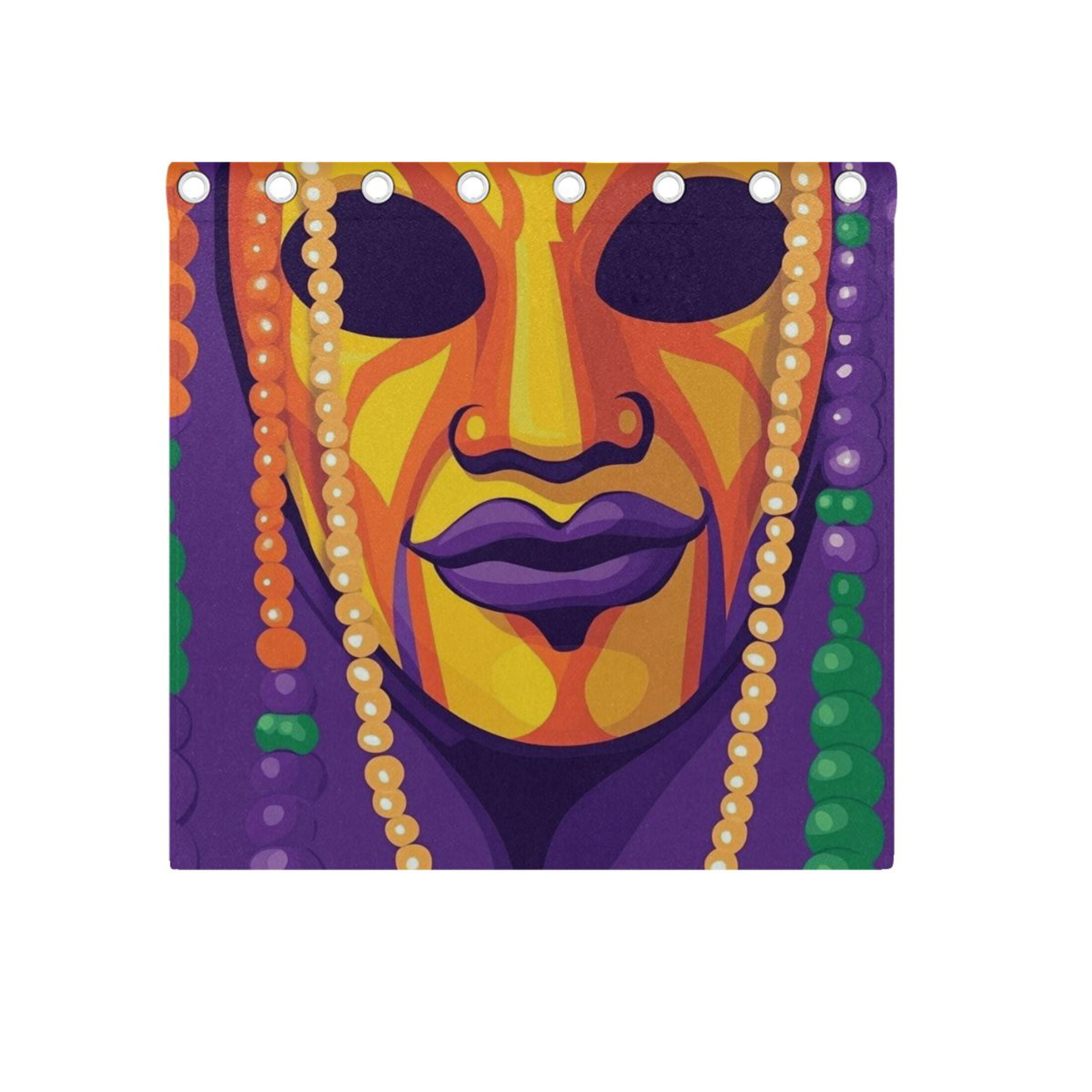 Mardi Gras Mask and Beads Blackout Curtains for Living Room Bedroom 55W x 54L Insulated Window Drapes 2 Panels