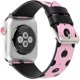 thumbnail image 1 of Women Girls Cute Polka Dot Leather Band Compatible with Apple Watch Series 6/SE/5/4 44mm and Series 3/2/1 42mm - Pink with Black, 42/44 mm, 1 of 5