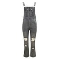 thumbnail image 4 of WQJNWEQ Clearance Women's Washed Bib Jeans Overalls Casual Ripped Jumpsuits Rompers, 4 of 6