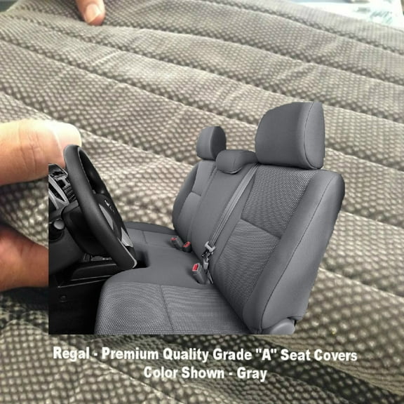 Seat Cover Made to Fit for Toyota Tacoma Reg Cab Bench 3 Adjustable Headrest Custom made Exact Fit A30 (Gray, Grey)