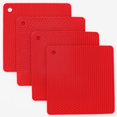 thumbnail image 1 of Silicone Trivets for Hot Dishes, Pots and Pans, Hot Pads for Kitchen, Red Silicone Pot Holders, Silicone Mats for Kitchen Quartz Counter Heat Resistant Mat, Flexible Table Trivet Mat Set 4, 1 of 5