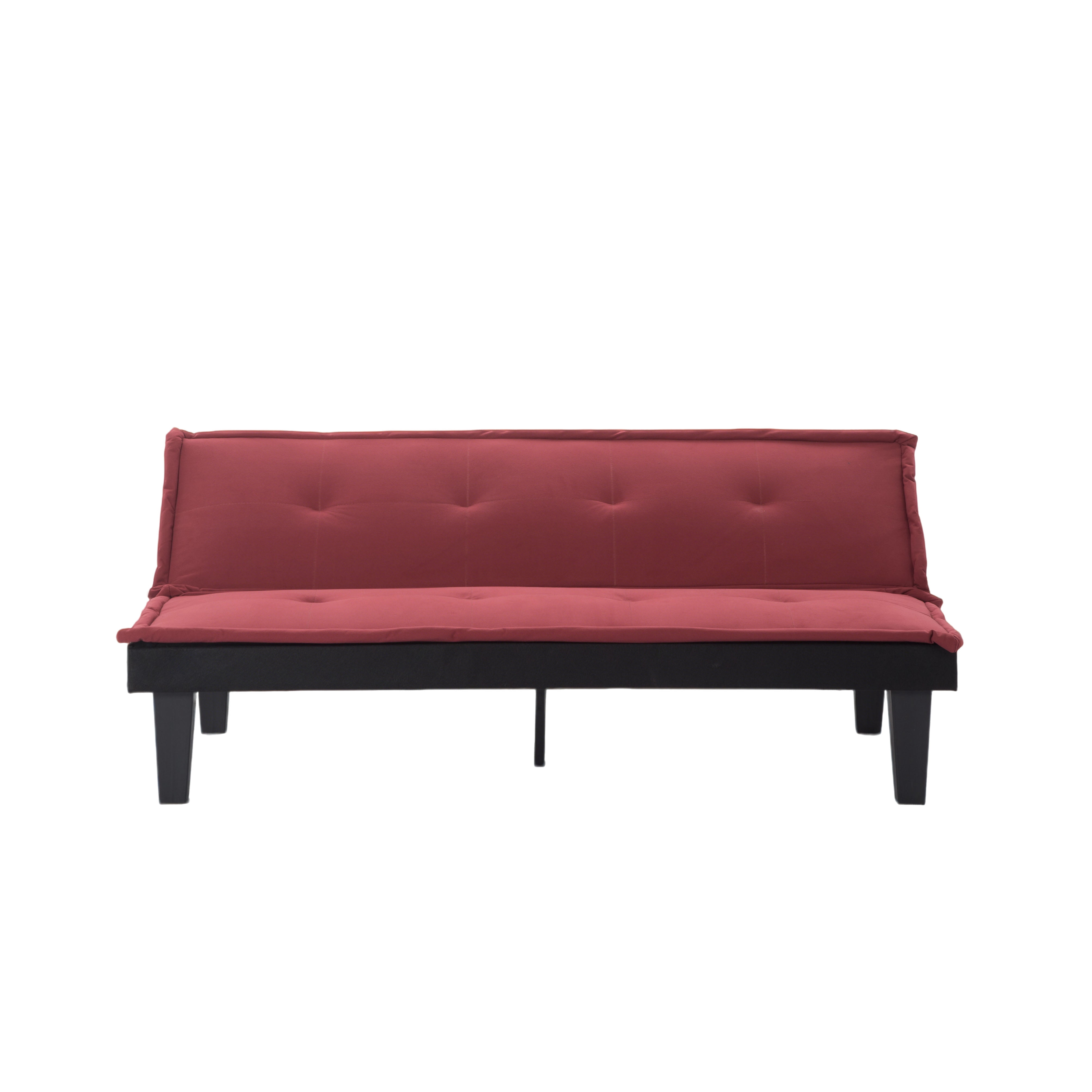 Gewnee Dark Red 62.99" Futon Sofa Bed, 5-Level Adjustable Loveseat, Foldable Sleeper Sofa for Office & Guest Rooms