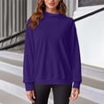 thumbnail image 6 of Mock Neck Sweatshirts for Women with Slit, Solid Oversized Pullover Drop Shoulder Long Sleeve Tops, 2XL Dark Purple, 6 of 8