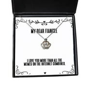 amangny Brilliant Fiancee Gifts, I Love You More Than All The Memes on The Internet, Unique Holiday Crown Pendant Necklace Gifts for, Engagement Gifts, Wedding Gifts, Girlfriend Gifts,