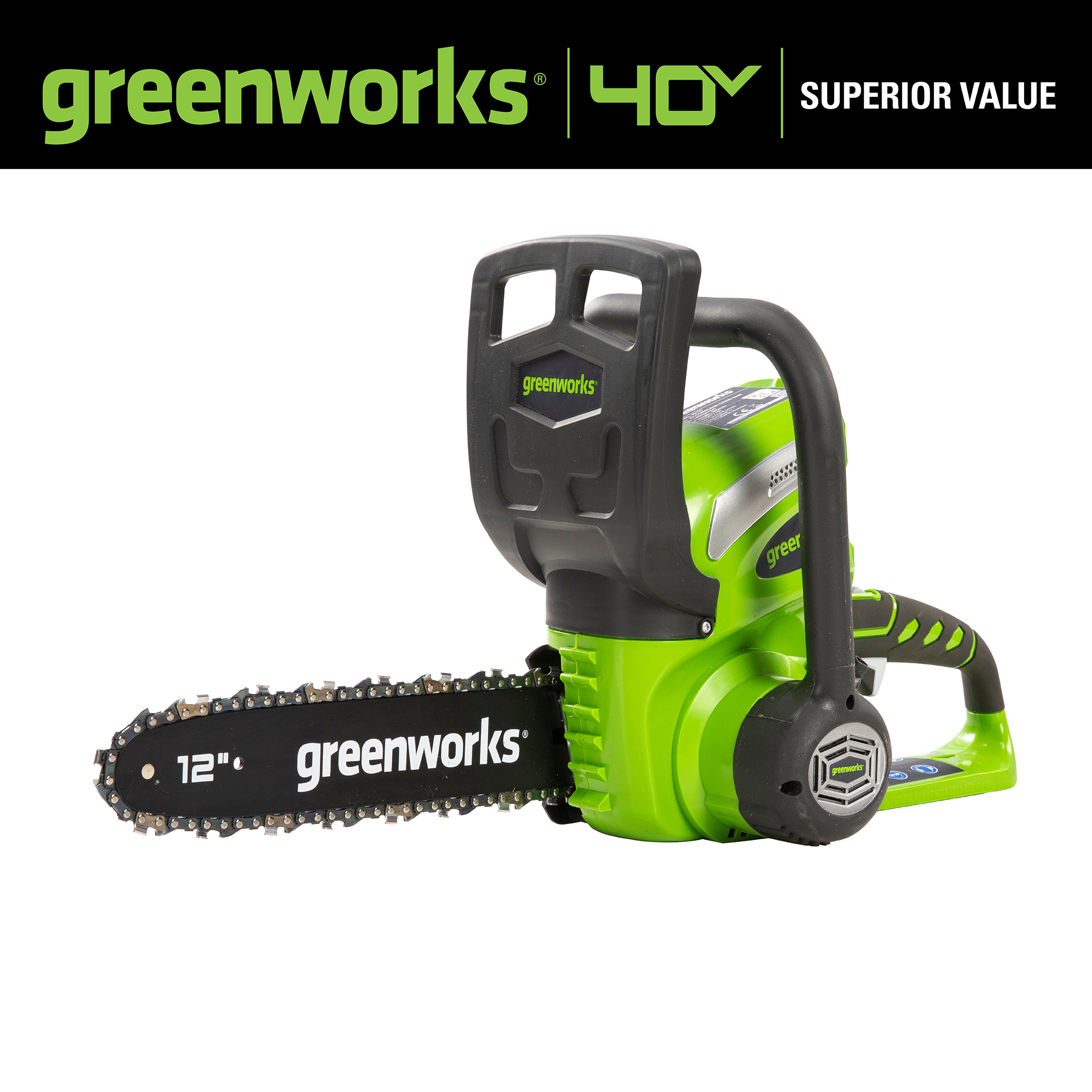 GreenWorks 20292 40V 12" Cordless Chainsaw, Battery and Charger Sold Separately - image 4 of 14