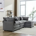 thumbnail image 3 of EUROCO 112.2" Modern L-Shape Sectional Sofa Couch, Chenille Upholstered Sofa with Ottoman and 5 Pillows, Indoor furniture for Living Room, Gray, 3 of 8
