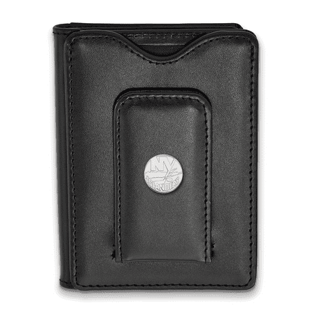 Islanders Nhl Leather - Lex & Lu LogoArt Sterling Silver NHL New York Islanders Black Leather Money Clip Wal