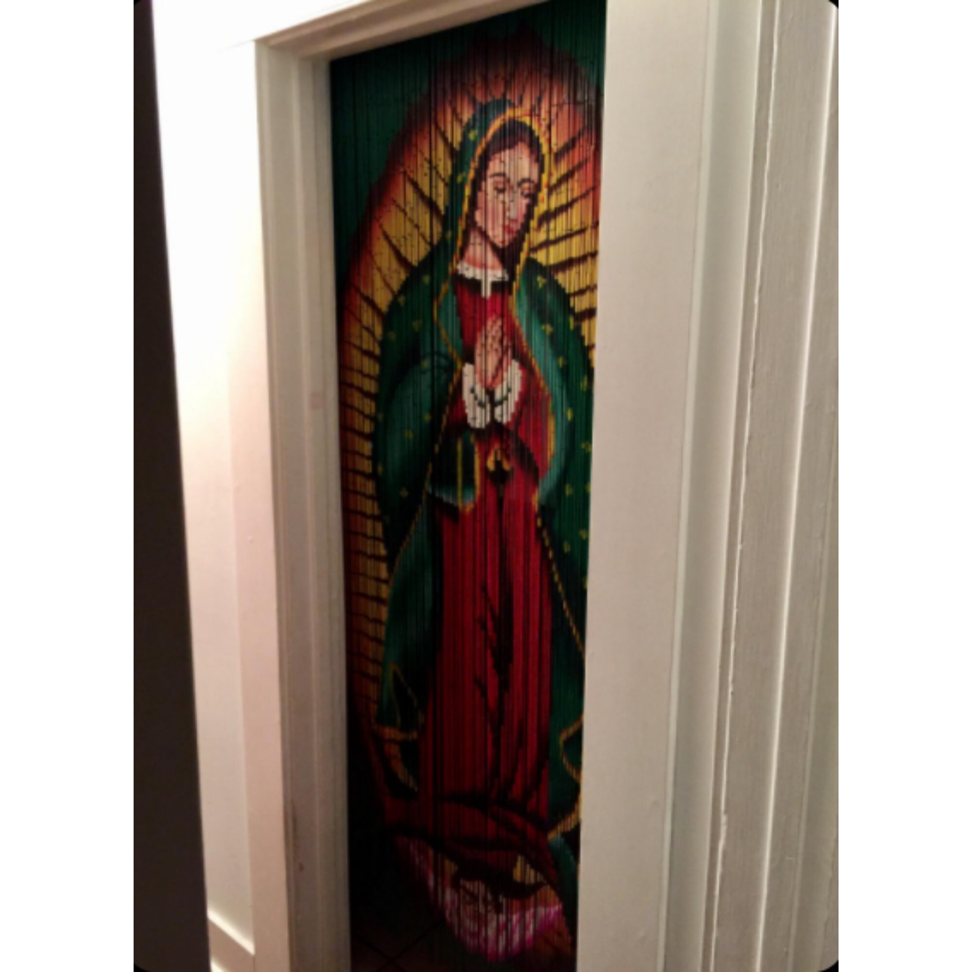 Beaded Doorway Curtains Bead Strands For Living Room Bedroom Door Kitchen Handmade Japanese 125 Strings Virgin Mary Our Lady Of Guadalupe