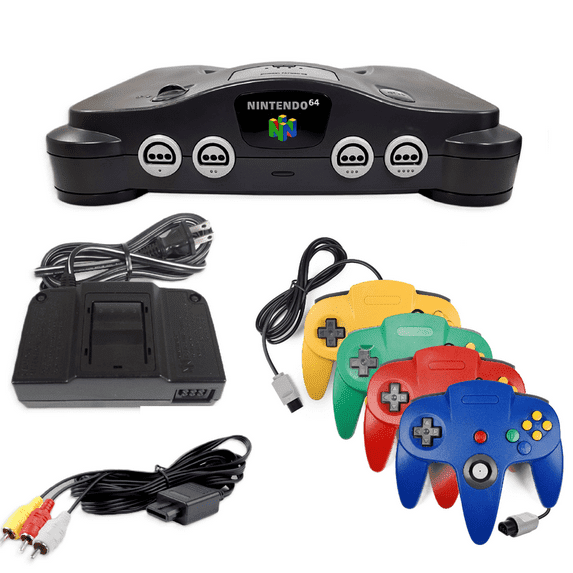 Restored Nintendo 64 N64 Game System with 4 Pack Retrofam N64 Controller (Refurbished)