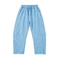 thumbnail image 4 of hoksml Women's Gingham Wide Leg Pants Drawstring Elastic Waist Plaid Lounge Trousers with Pockets for Lounge Daily Casual Wear, 4 of 7