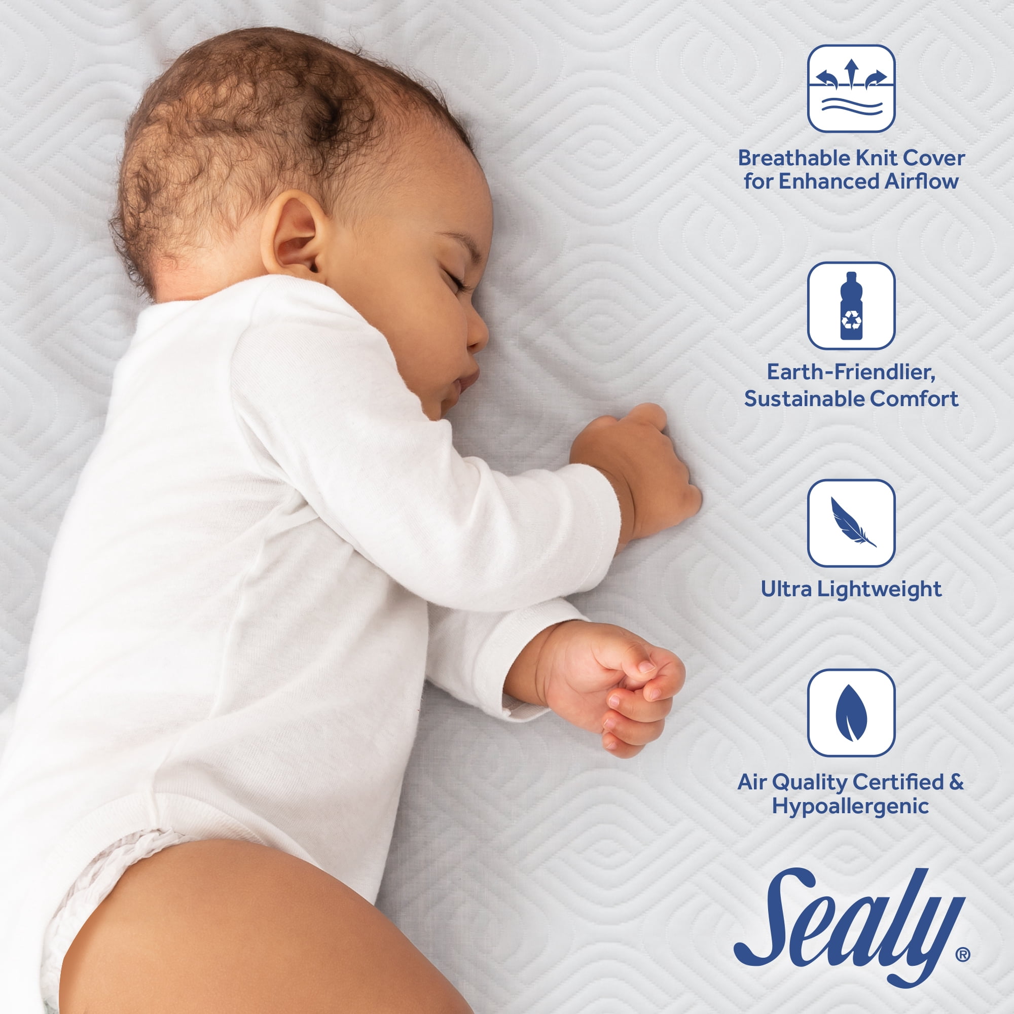 Sealy Refresh Breathable 2-Stage Crib Mattress and Toddler Mattress with Washable Cover, GREENGUARD Certified