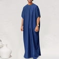 thumbnail image 2 of Robe Musulmane Décontractée pour Hommes Col Rond Manches Longues Bouton Poche Jubba Thobe, 2 of 6