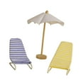 thumbnail image 2 of 3 sillas de playa y sombrilla a escala 1/12, hechas a mano, modelo en miniatura, muebles. Amarillo azul, 2 of 9