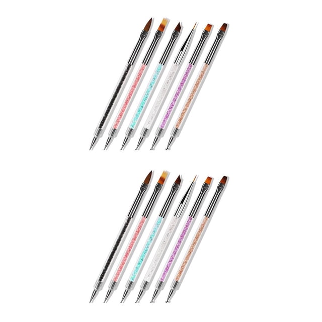 Seitruly 6 Pieces Nail Brush Set Color Crystal Powder Flower Inlaid Anti-slip Elegant Painting Accessories Pens Pole Handle Manicure Type2 NO2 Seitruly CBP256735