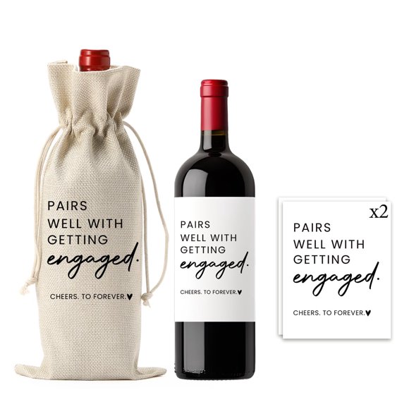FBCCZEY Set de regalo para botella de vino de compromiso con etiquetas