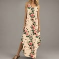 thumbnail image 2 of yoeyez Robes pour Femmes Été Maxi Été Sans Manches Longueur au Sol Longue Robe d'Été Grande Taille Imprimé Col en V Robes Plage Coupe Ample Fluide Multicolore,m, 2 of 7