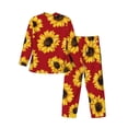 thumbnail image 2 of Kll Sunflowers On Red Sleepwear Mens Flannel Pajamas,Long Cotton Pj Set, 2 of 9