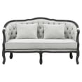 thumbnail image 4 of ACME Furniture Samael Linen Fabric Loveseat with 2 Pillows in Gray/Dark Brown, 4 of 10